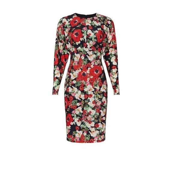 Alexia Admor Black Red Dolman Sleeve Floral Sheath Dress $225 - Picture 6 of 10